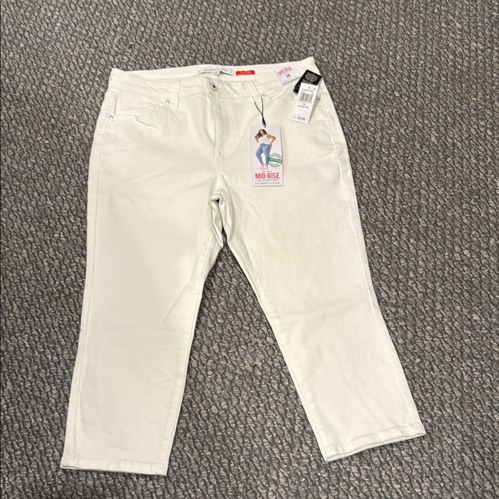 Women’s Celebrity Pink Skinny Mid-Rise the Rider Crop White Jeans Size 16 NWT